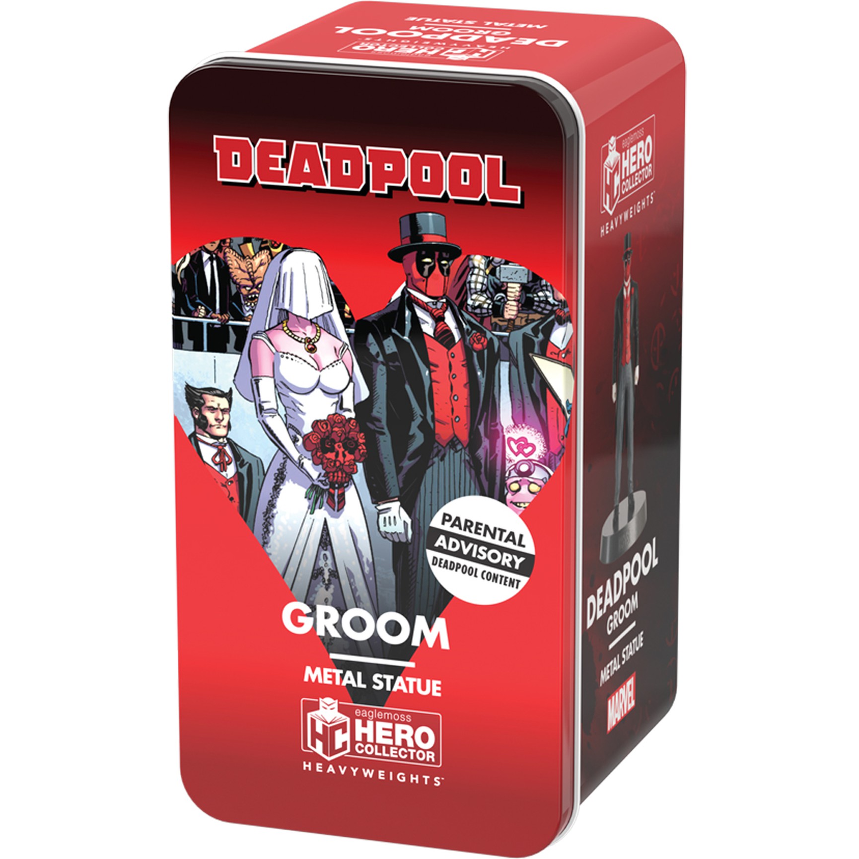 Eaglemoss Deadpool Figure In Tin Box French Maid Metal Statue hero collector heavyweights 