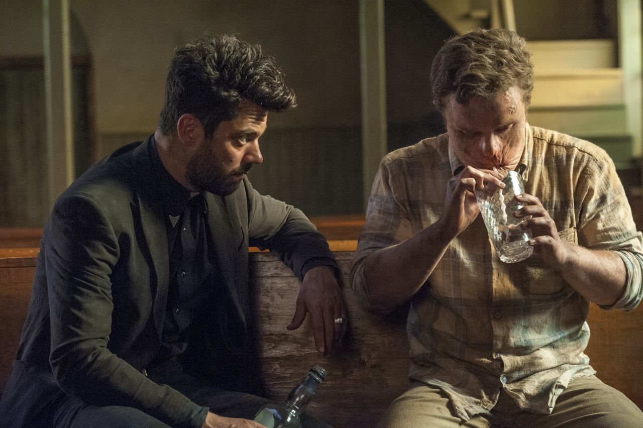 Dominic Cooper as Jesse Custer, Ian Colletti as ArsefaceÂ - Preacher _ Season 1, Episode 7 - Photo Credit: Lewis Jacobs/Sony Pictures Television/AMC