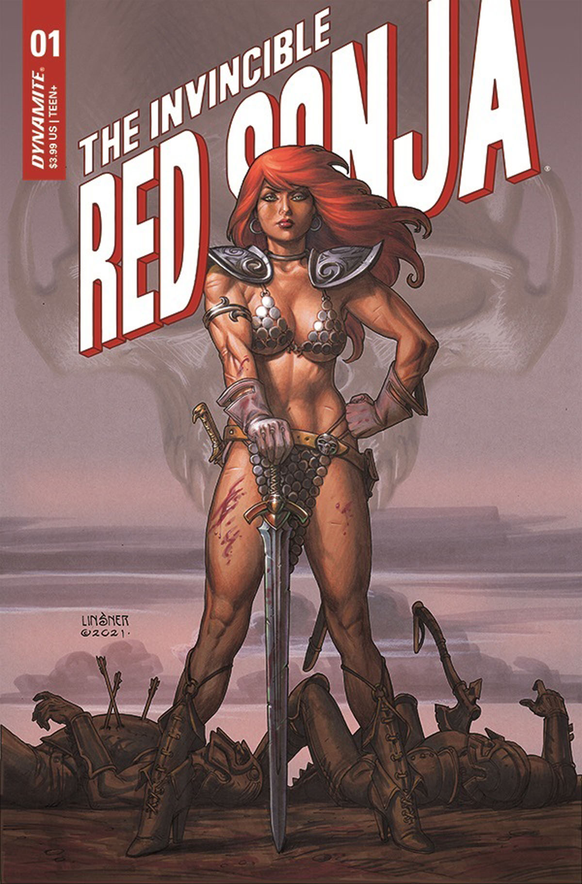 The Invincible Red Sonja #1 cover by Joe Linsner