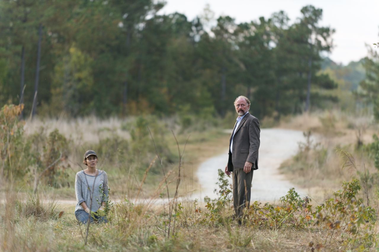 Lauren Cohan as Maggie Greene, Xander Berkeley as GregoryÂ - The Walking Dead _ Season 7, Episode 15 - Photo Credit: Gene Page/AMC